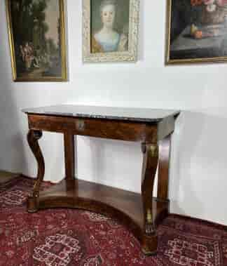 French Empire Console Table, mahogany with ormolu mounts, circa 1820