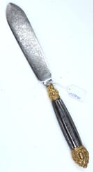 Etched steel paperknife, perhaps Sheffield, c. 1870