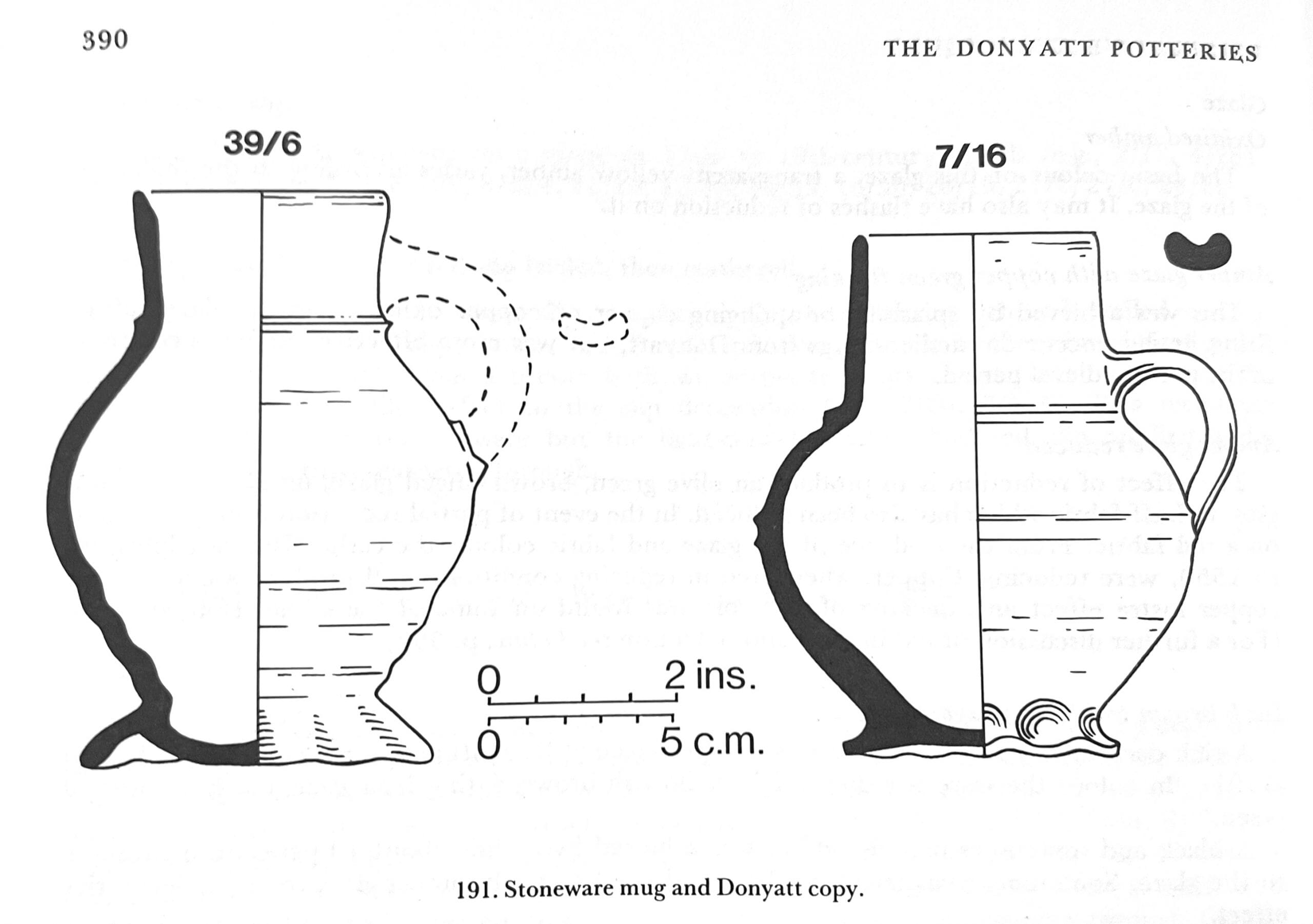 German & Donyatt mugs, 14th-15th century