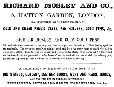 Richard Mosley advert 1852