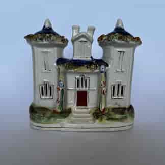 Staffordshire model of a house, two towers & grand entrance, c. 1865