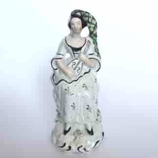 Staffordshire figure of lady playing the mandolin, c.1860