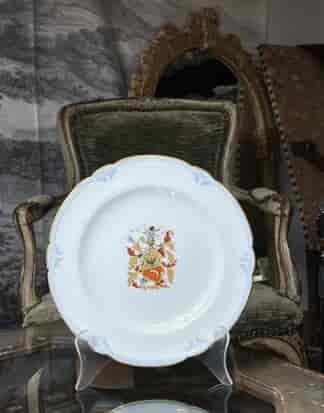 Paris porcelain armorial plate, Balbiano Family of Italy, by Boyer, C. 1850