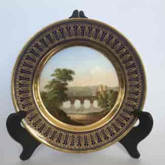 Paris Porcelain plate, Honoré, Scottish view titled "Kelso dans le Ronburgshire" c. 1825