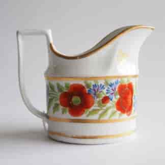 Coalport / Anstice Horton and Rose porcelain creamer with polychrome poppy and cornflower design, c.1820