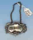 Victorian plated decanter label 'Sherry', with vine moulding, c. 1890