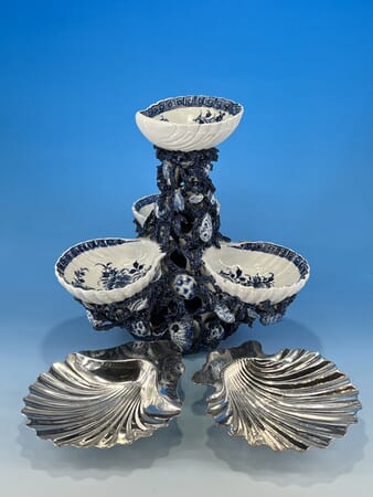 Derby Scallop Shell sweetmeat stand, Old Sheffiled Plate shell dishes