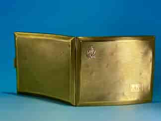 Gold tone card case with rose gold 'Intelligence Corps' insignia, c.1940