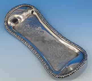 Old Sheffield Plate snuffer tray with engraved flowers, c.1820