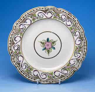 Caughley plate, rare Chamberlains decoration in the Sevres style, c.1792