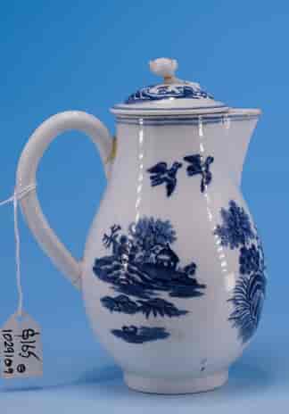 Dr Wall Worcester covered milk jug, underglaze fence pattern, c. 1780