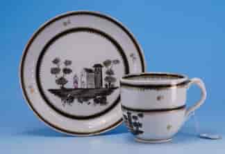 Vienna Coffee cup and saucer with naive monochrome scenes, c.1793