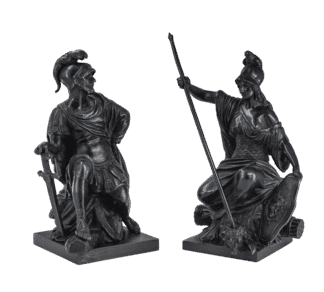Pair of French bronze classical figures, Mars & Athena, one signed Blanpain, c. 1780