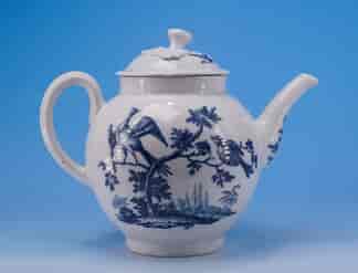 Dr Wall Worcester teapot, 'birds in branches’ print, c. 1780