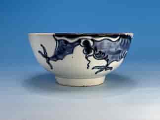 Pearlware waste bowl with underglaze blue dragon, Liverpool, C.1790