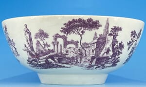 Dr Wall Worcester punch bowl, 4 Hancock prints, c. 1760