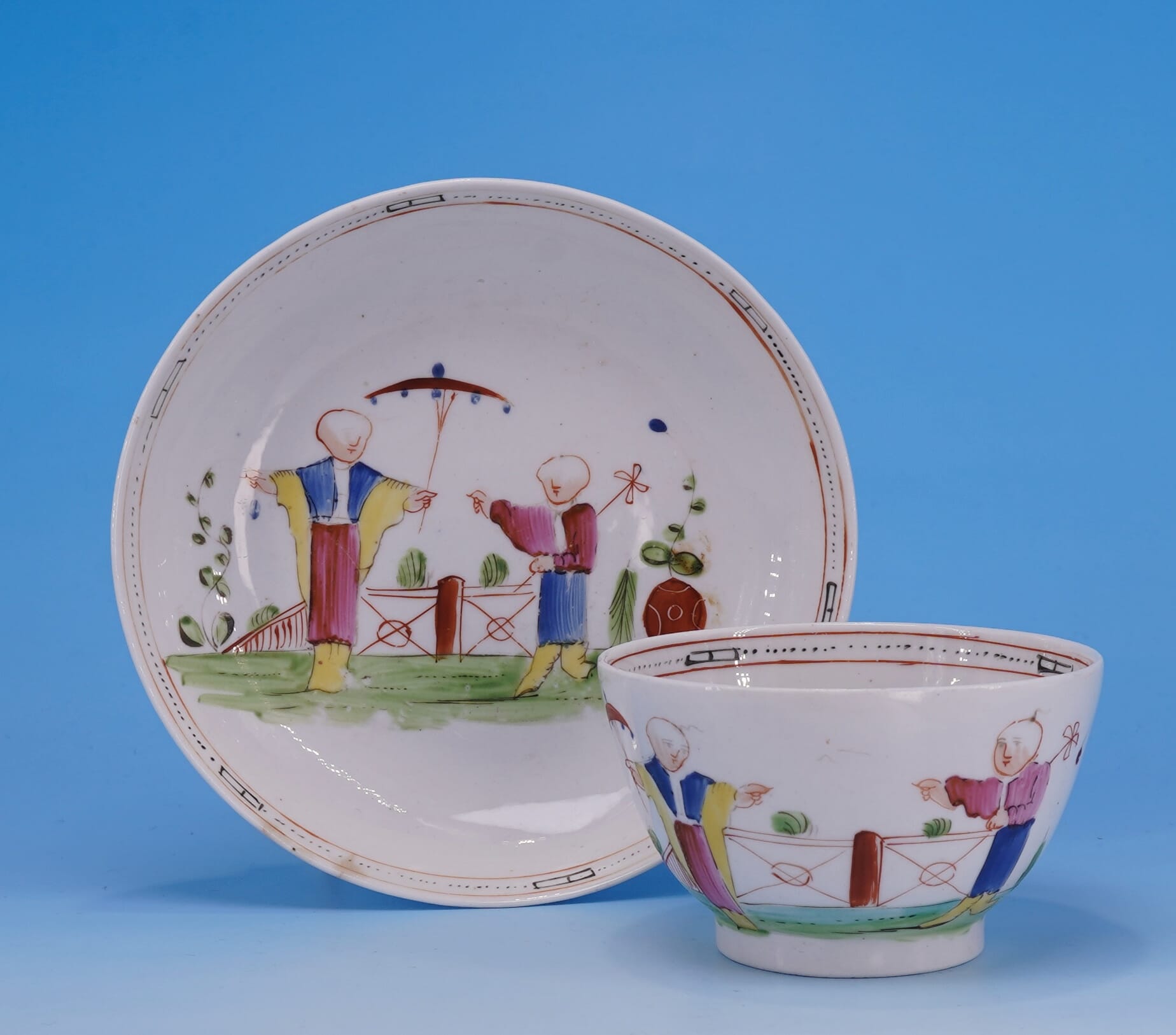 Factory Y teabowl & saucer, English Porcelain mystery factory