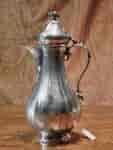Egyptian silver lidded coffee pot, engine-turned body & flower knop, Sultan Abdulaziz c.1870