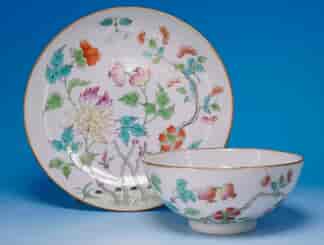 Chinese export tea bowl and saucer, famille rose, Guangxu seal mark, 1875-1908