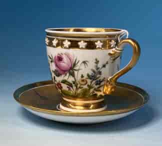 Paris porcelain Empire style coffee cup and saucer, c.1810
