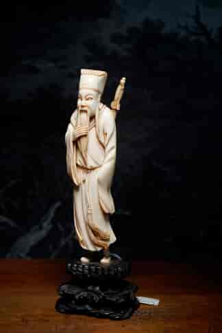 Chinese Ivory figure of Lü Dongbin, Qing Dynasty, 19th century