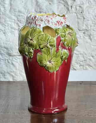 Continental Majolica Art Nouveau 'Geranium' vase, c. 1900