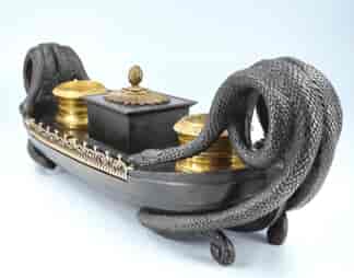 French Empire bronze boat inkwell