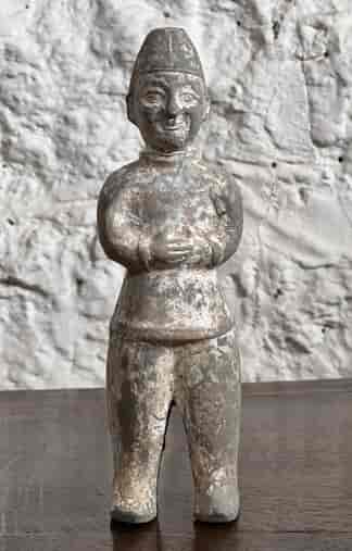 Han Dynasty grey pottery figure of an attendant, 206 BC - 221 AD