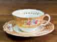 Coalport Cup & Saucer with finely painted flowers & 'hockey stick' moulding, circa 1830