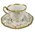 FBB Worcester cup & saucer, gilt seaweed pattern, c.1830