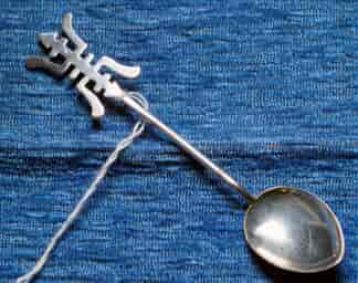 Japanese silver spoon, Kanji symbol, c. 1900