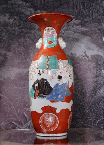 19th/20th C Japanese Sumida Gawa-Large Vase with Four Man - Seaside Art  Gallery