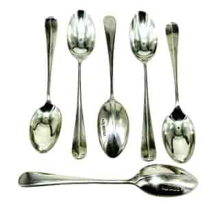 Sterling Silver set of 6 'rat-tail' coffeespoons, Sheffield 1919