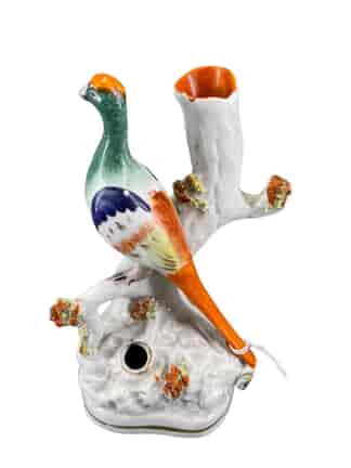 Staffordshire pottery quill holder, pheasant, c. 1860
