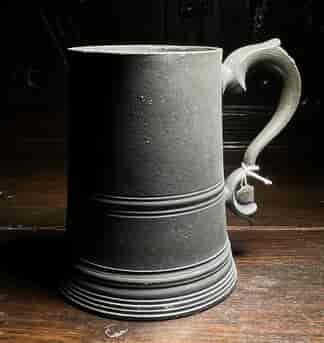 English pewter glass bottomed tankard, 19th century