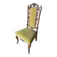 Victorian Walnut Jacobean style barley twist chair with green velvet, circa 1870