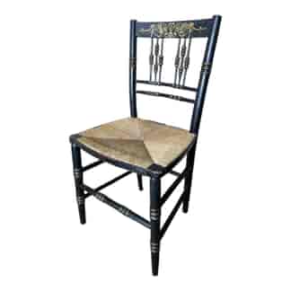 Regency ebonised chair, 'bamboo' legs & gilt dec., c. 1830