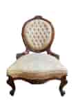 Victorian Magogany ladies chair with cream upholstery, c.1865