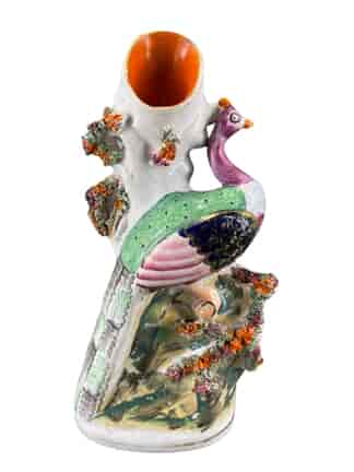 Staffordshire spill vase figure of a peacock, C. 1850