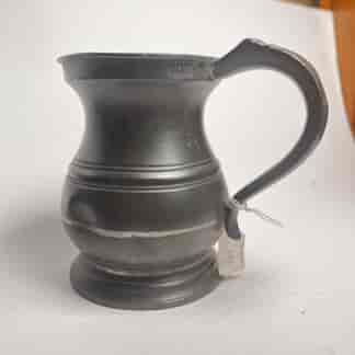 Pewter pot belly pint measure by James Yates 19th C