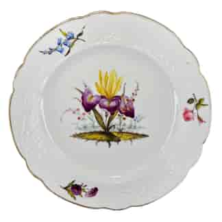 Hicks & Meigh plate, flowers including an Iris, circa 1820