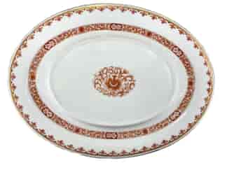 Minton oval platter with iron red indian flower pattern, dated 1872