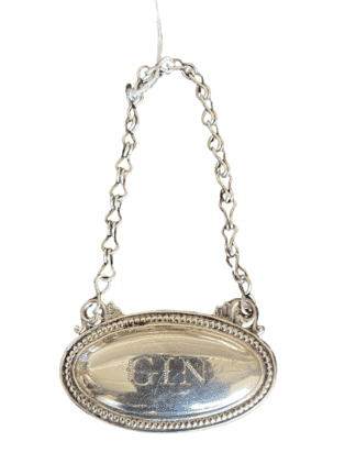 Silverplate 'Gin' decanter label, 20th century