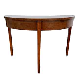 George III mahogany demilune side-table with slightly tapered legs, c.1780