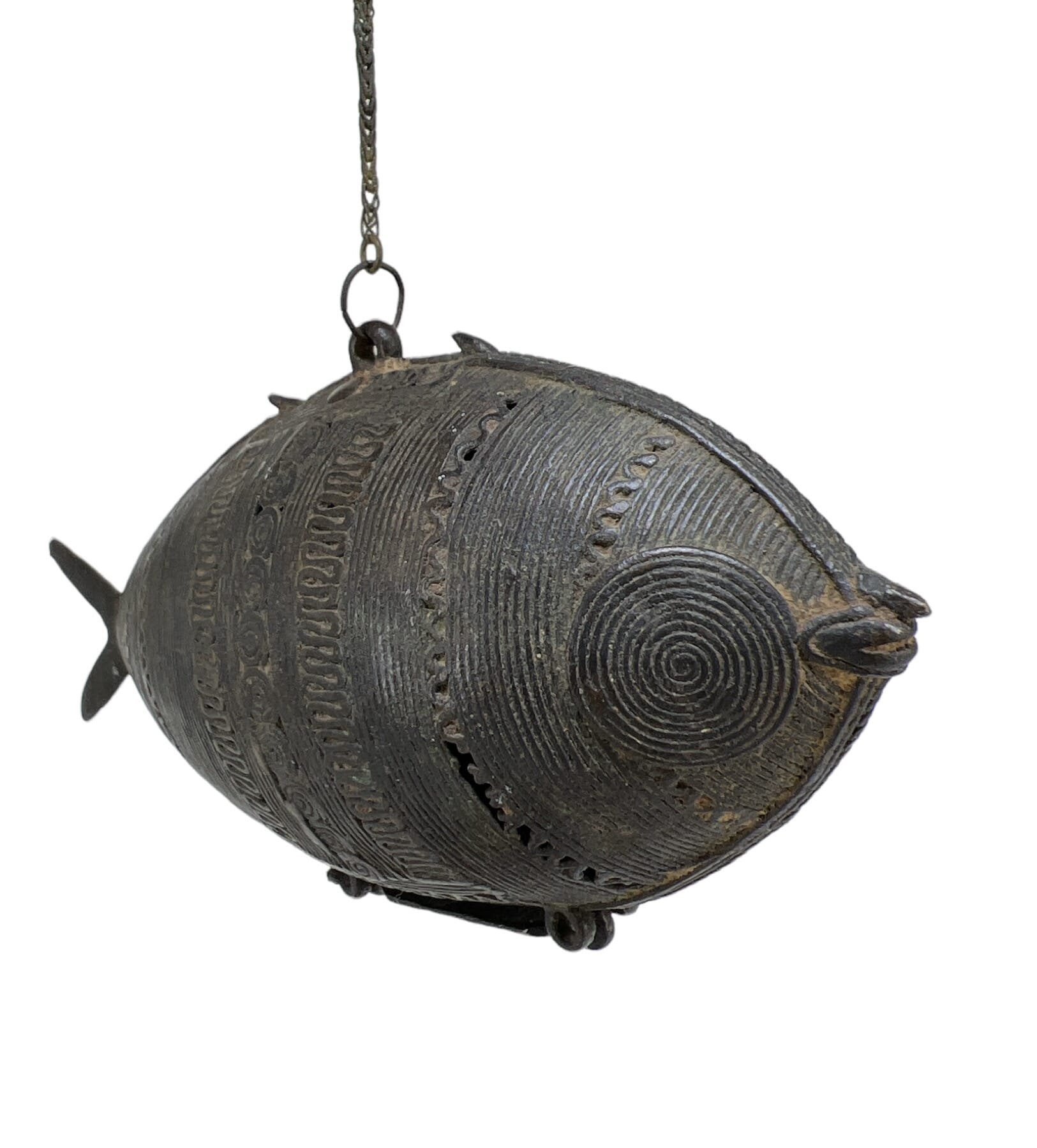 Indian bronze fish shape coin box Dokhra