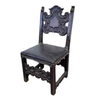 Italian Baroque walnut chair, unusual small size, 17th century
