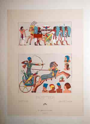 EGYPTIEN colour lithograph of Mural