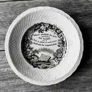 Staffordshire Child's pottery plate  with a moralising verse