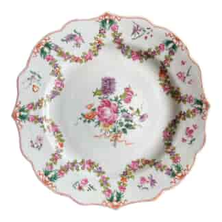Chinese Export plate, European swags of flowers, c. 1760