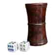 Lignum Vitae dice roller with 2 pottery dice C1850